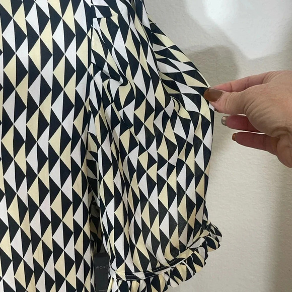 Worthington women’s size xl short sleeve geometric black white print career top - Picture 4 of 9
